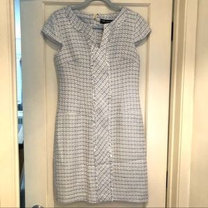 Karl Lagerfeld Light Blue Tweed Shift Dress Sz 4
